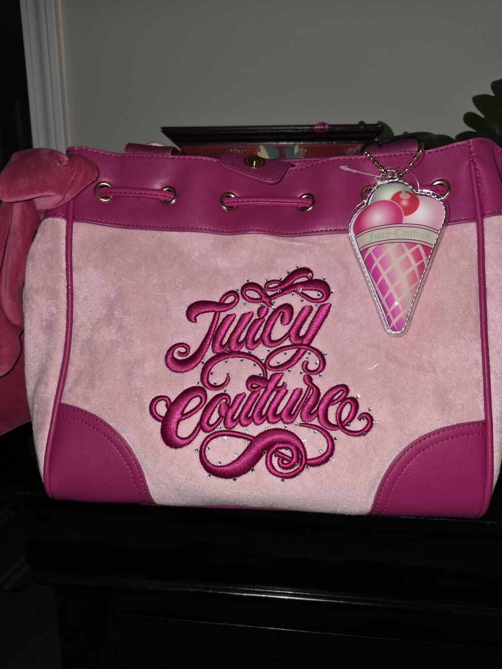 Juicy Couture Pink Suede & Leather Tote Bag
